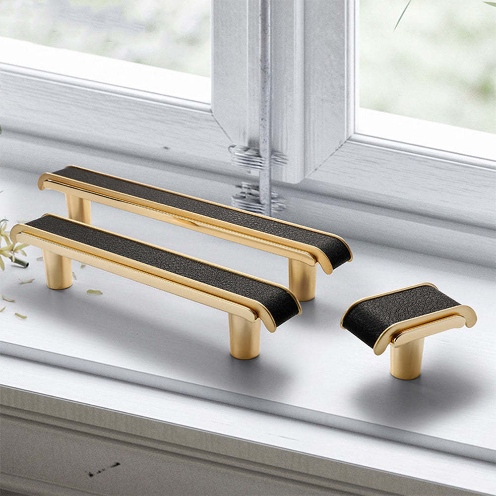 Luxury Leather Pattern Cabinet Pulls -Homdiy