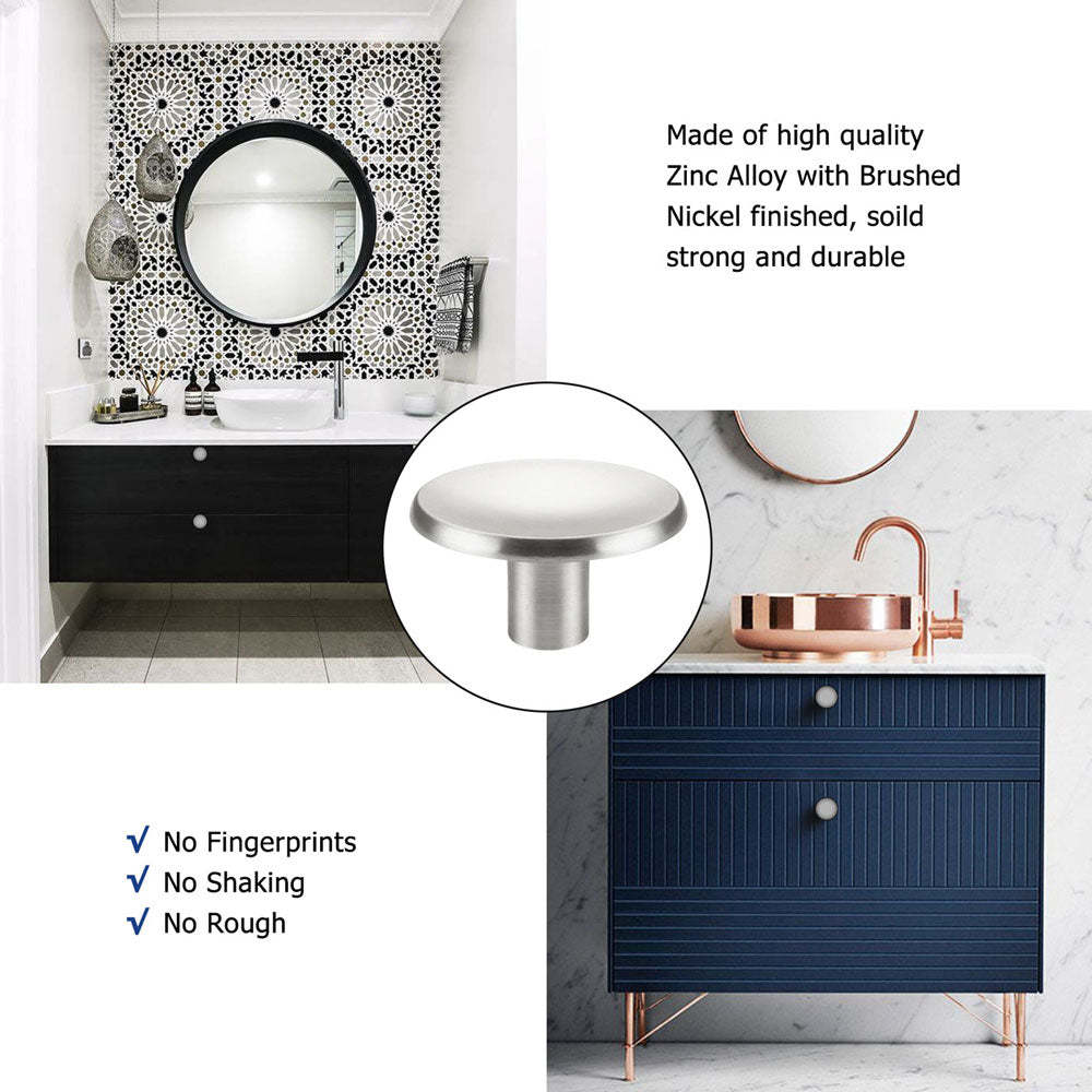 30 Pack Bathroom Cabinet Knobs Brushed Nickel Solid Round Dresser Knobs(LS4008SNB) -Homdiy