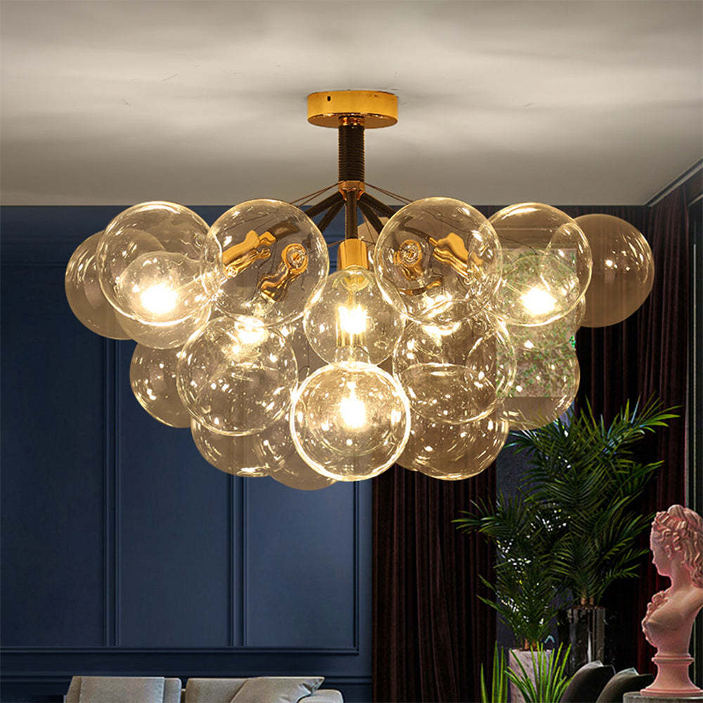 Modern Glass Bubble Semi Flush Mount Ceiling Chandelier -Homdiy