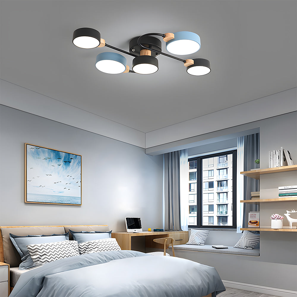 Nordic Multi-circular Wood Flush Mount LED Ceiling Light