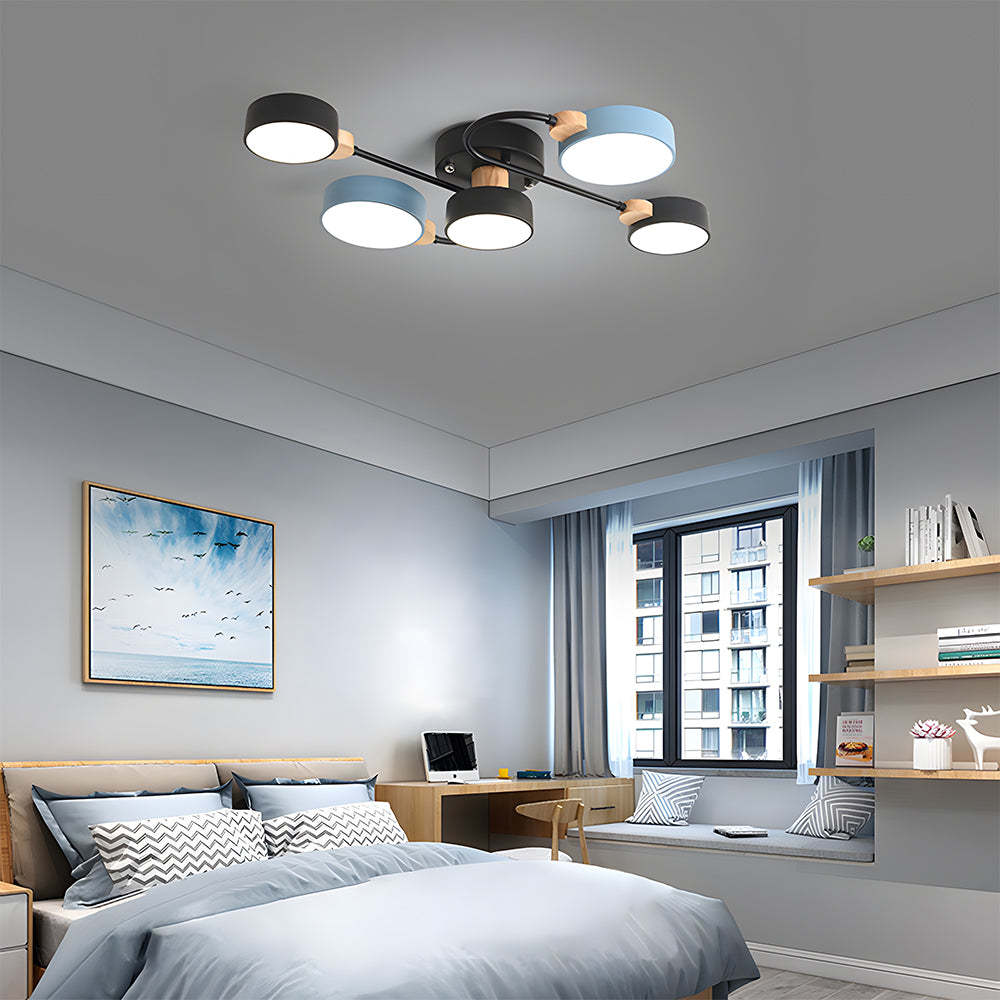 Creative simple wood metal lamp led bedroom ceiling lights | Gleamlamp