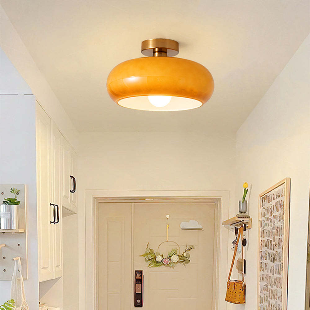 Retro Amber Round Glass Ceiling Light