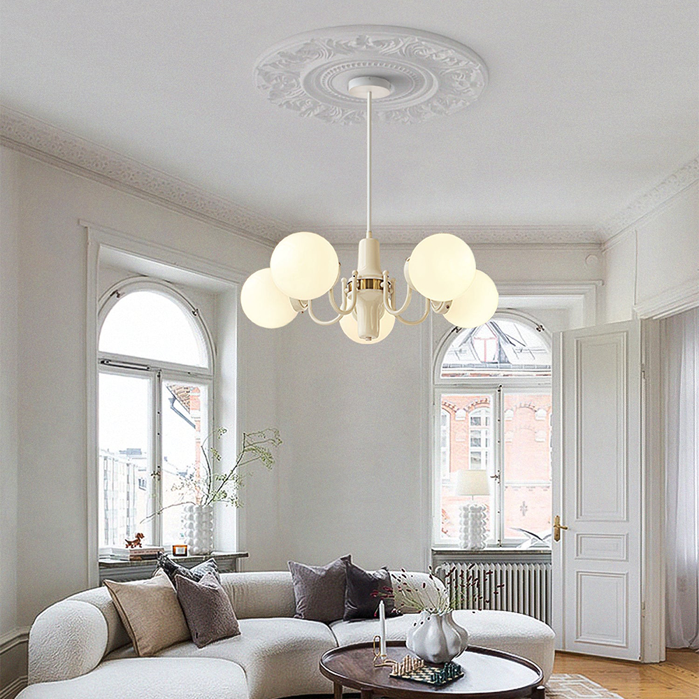 Modern Cream Ball Glass Chandelier -Homdiy
