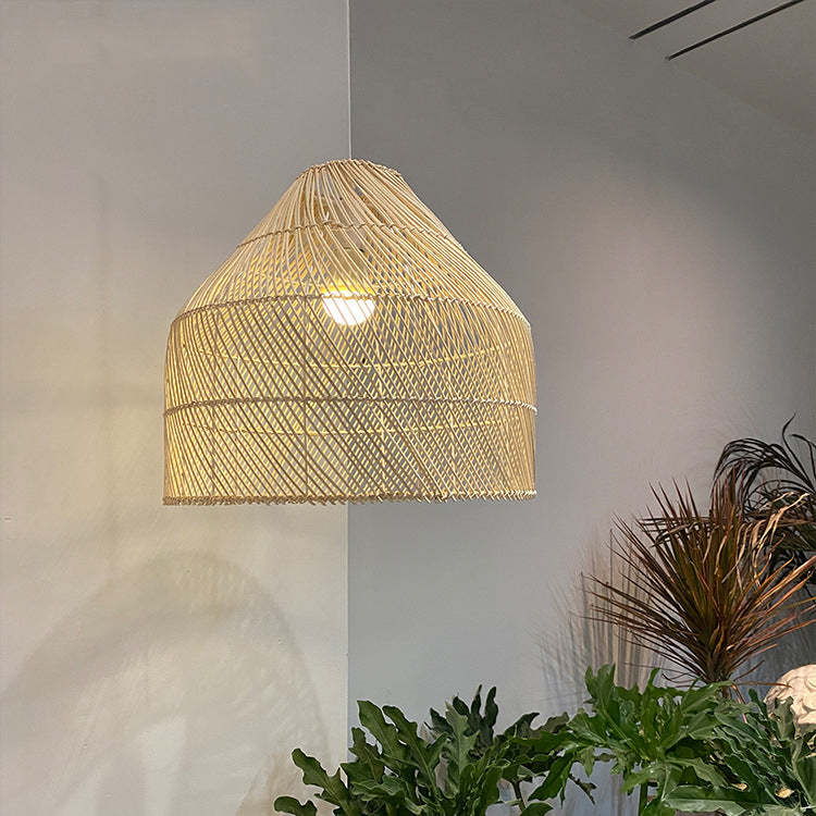 Handwoven Rattan Chandelier Rustic Wicker Pendant Light Fixture -Homdiy