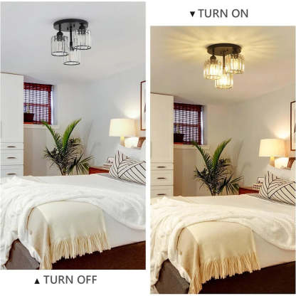 Modern Glass Crystal Semi Flush Ceiling Light