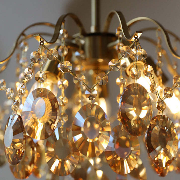 Sumptuous Crystal Chandelier Retro Romantic Amber Living Room Chandelier -Homdiy