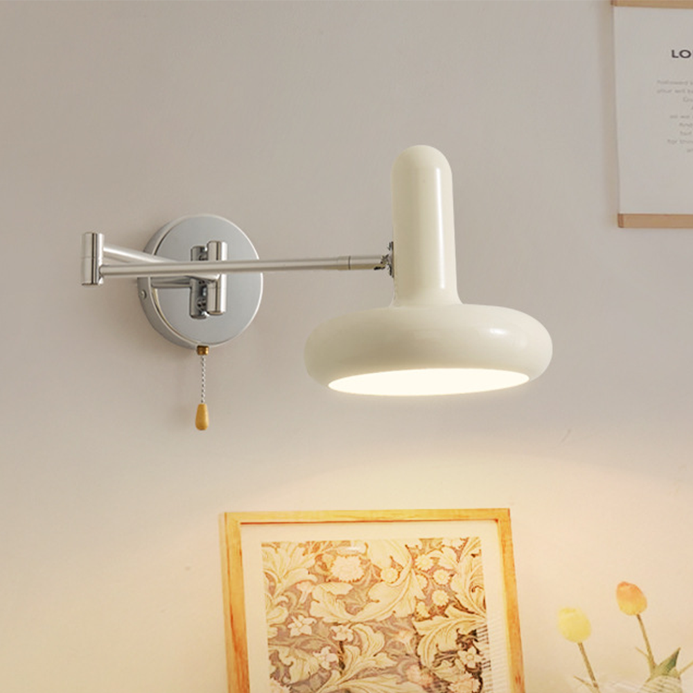 Modern White Bauhaus Adjustable Angle Swing Arm Wall Lamp -Homdiy