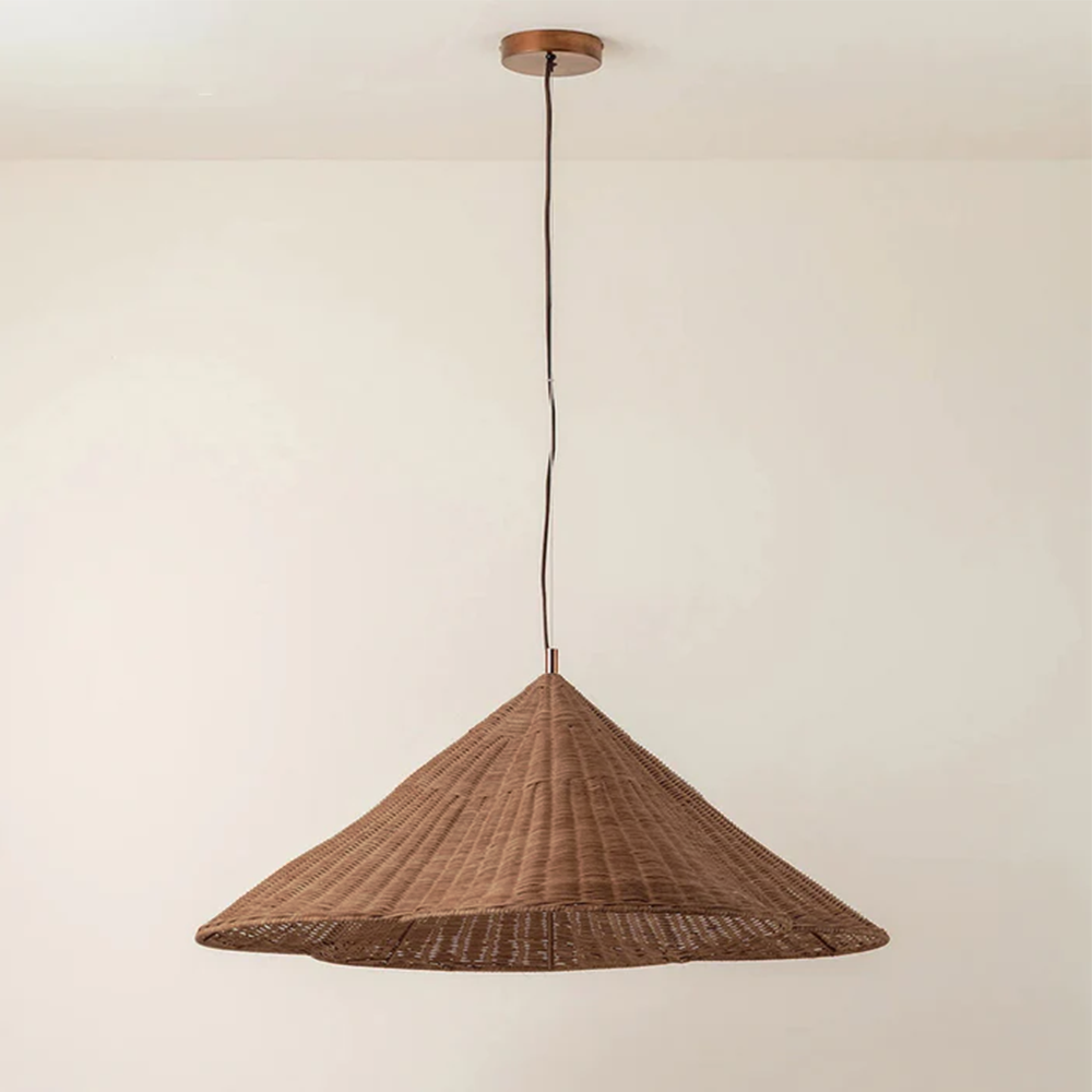Oversized Scalloped Woven Rattan Pendant Light Lampshade -Homdiy
