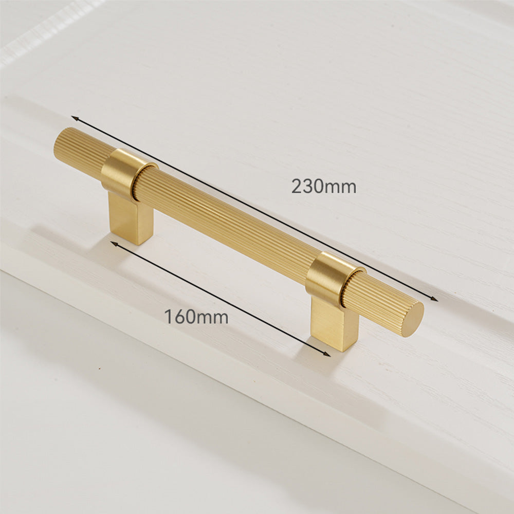 Solid Brass Gold Knurled Hardware Kitchen Cabinet Pulls