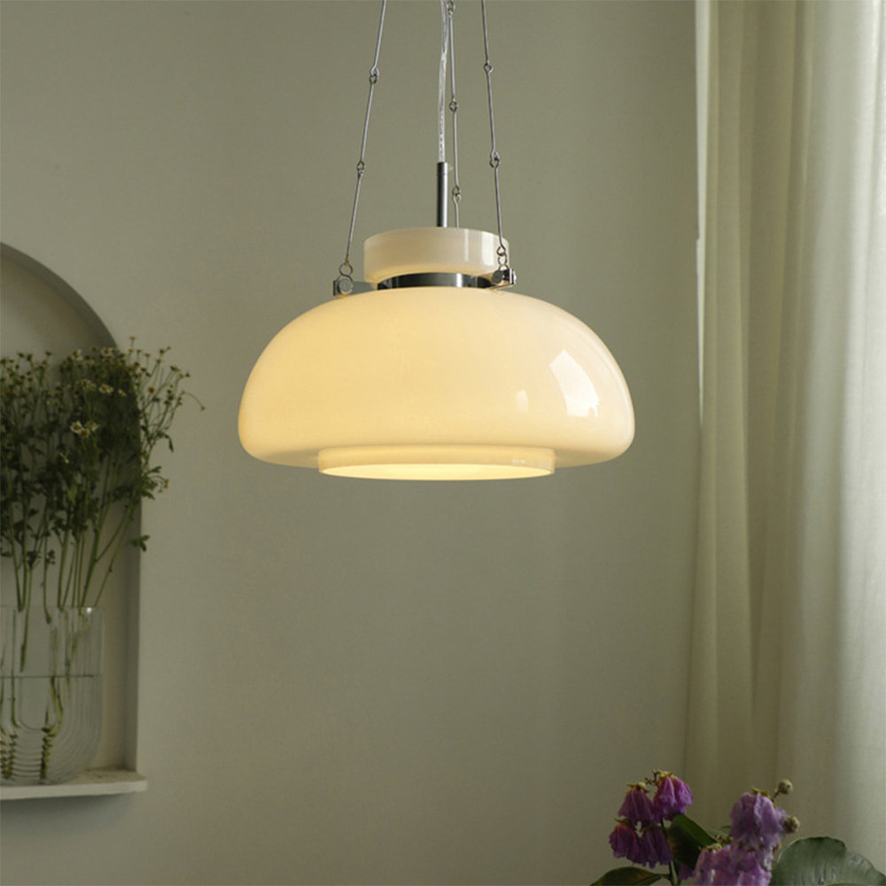 Mid-Century Modern Bauhaus Dome Glass Pendant Light -Homdiy