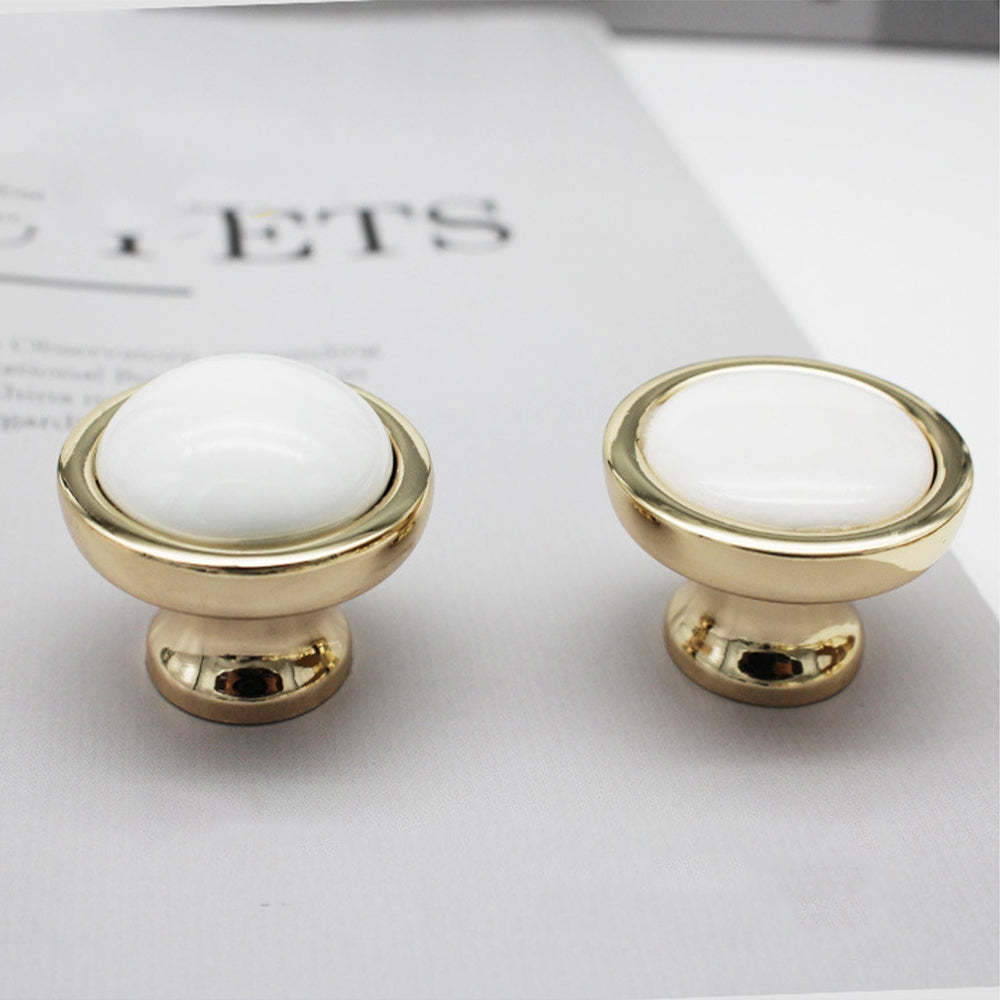 Light Luxury Gold White Creamic Kitchen Door Handles -Homdiy