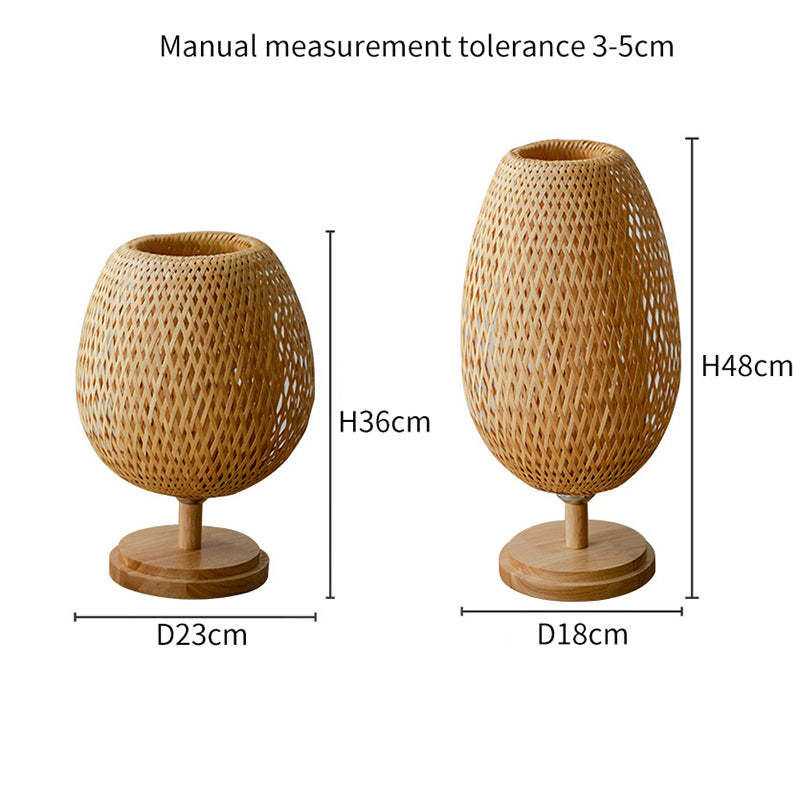 Bamboo Weaving Table Lamp Pastoral Bedroom Bedside Light -Homdiy