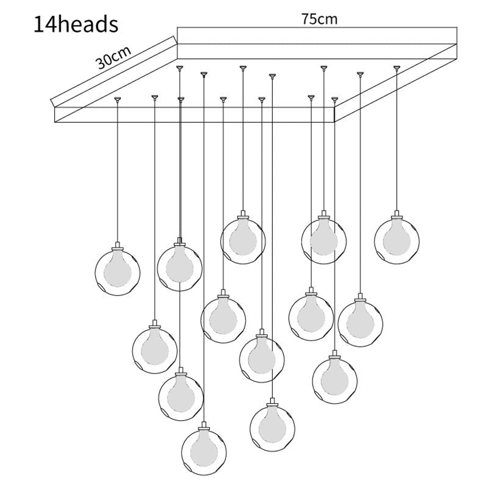 Multi-heads Glass Globe Cluster Pendant Light -Homdiy