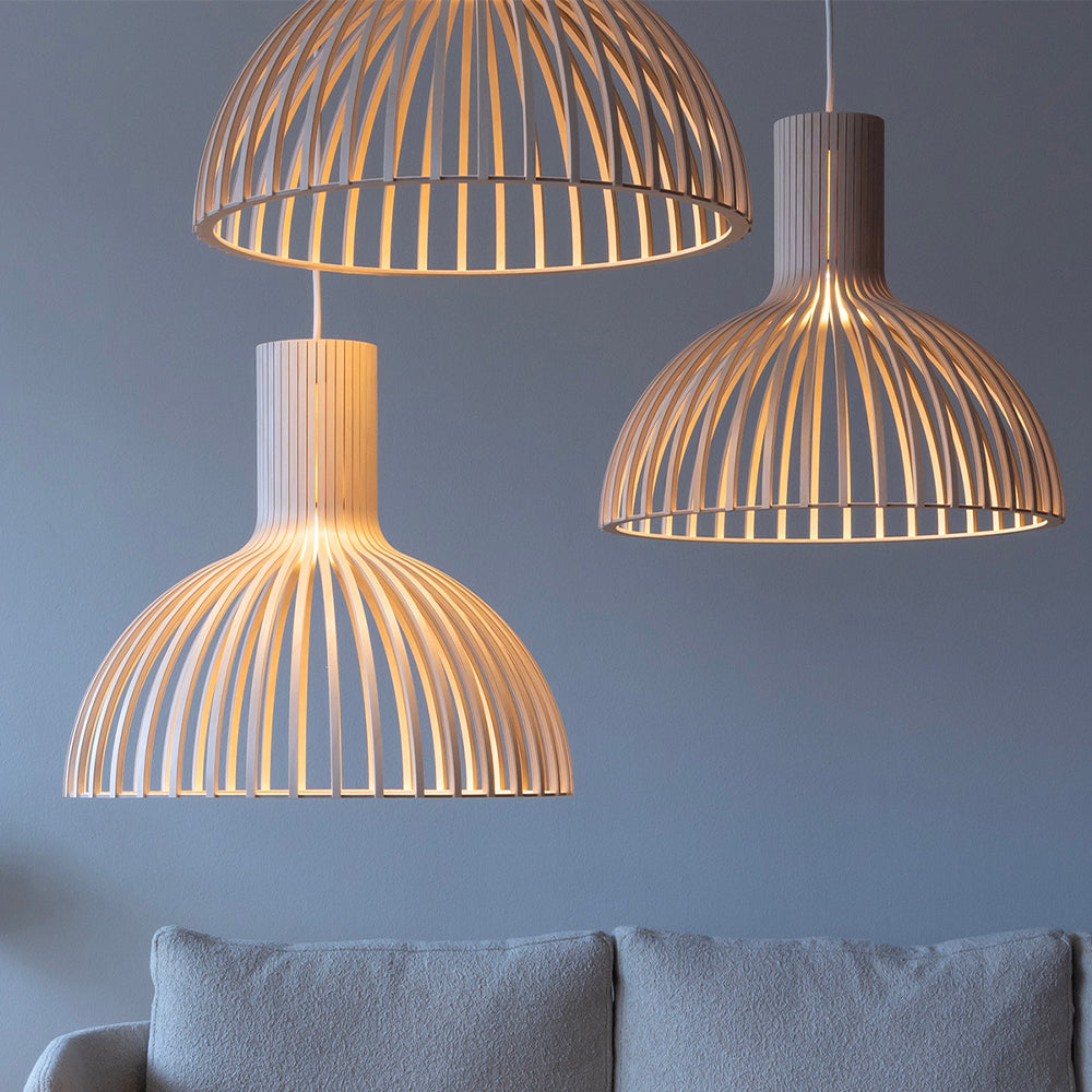 Stylish Pumpkin Shape Wood Pendant Light -Homdiy