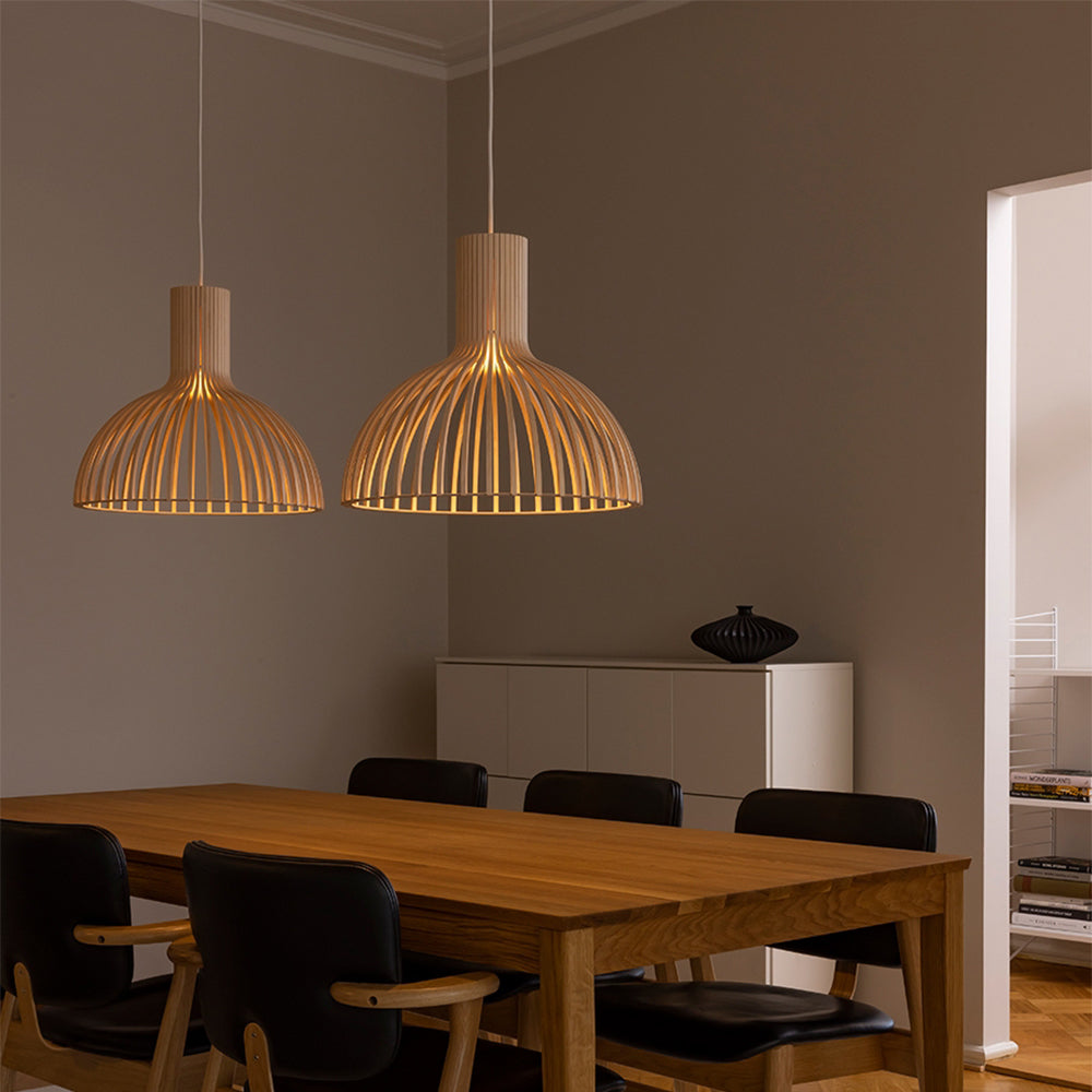 Stylish Pumpkin Shape Wood Pendant Light -Homdiy