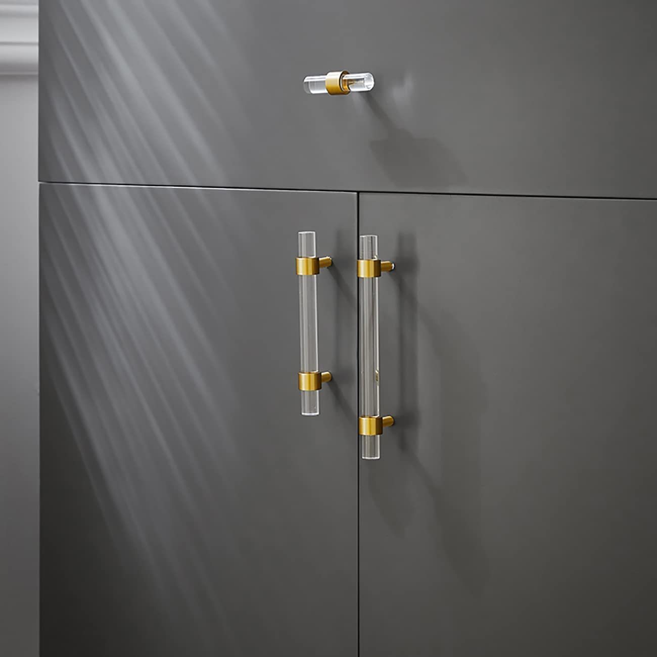 Clear Acrylic Cabinet Pulls Crystal Drawer Knob Pull Dresser Handles -Homdiy