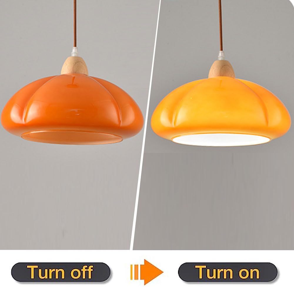 Vintage Pumpkin Glass Pendant Hanging Lamp -Homdiy