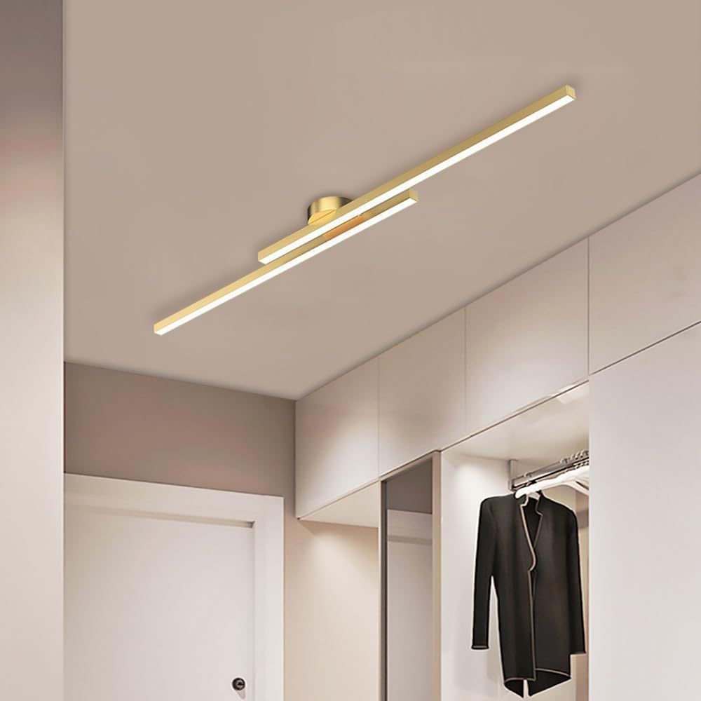 Modern Aluminium Long Strip Semi Flush Mount LED Ceiling Light For Living Room