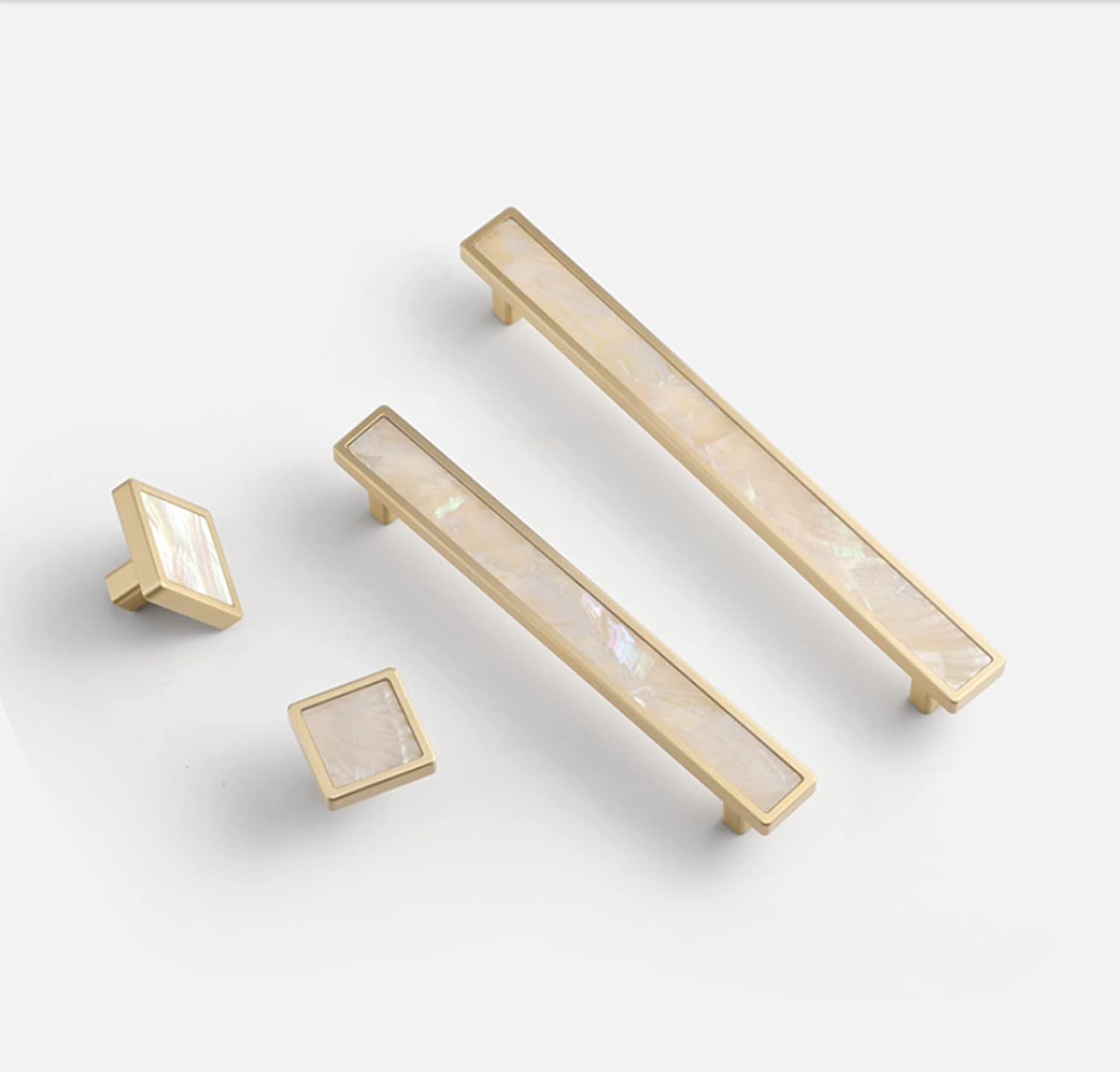 Luxury Natural Shell White Cabinet Pulls Brass Drawer Knobs