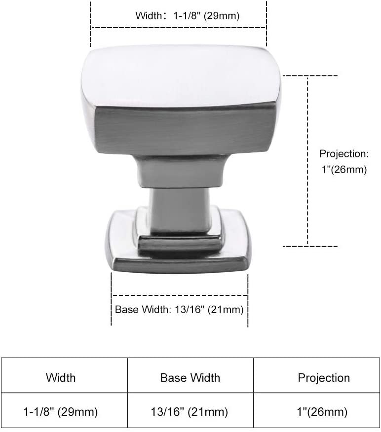 20 Pack Modern Cabinet Knobs Brushed Nickel Square Cabinet Hardware (LS9016SNB) -Homdiy