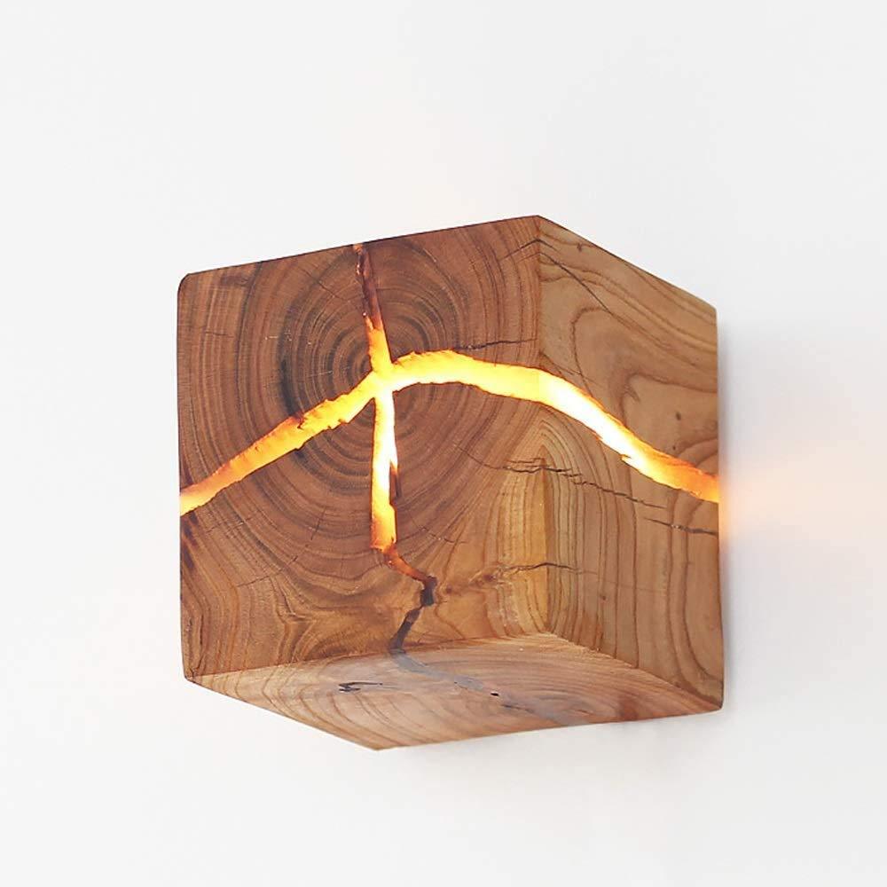 Simple Solid Wood Cracked Wall Lamp -Homdiy