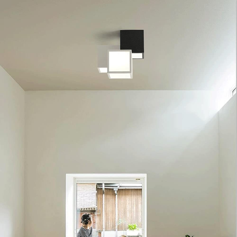 White & Black Square LED Ceiling Lamp -Homdiy