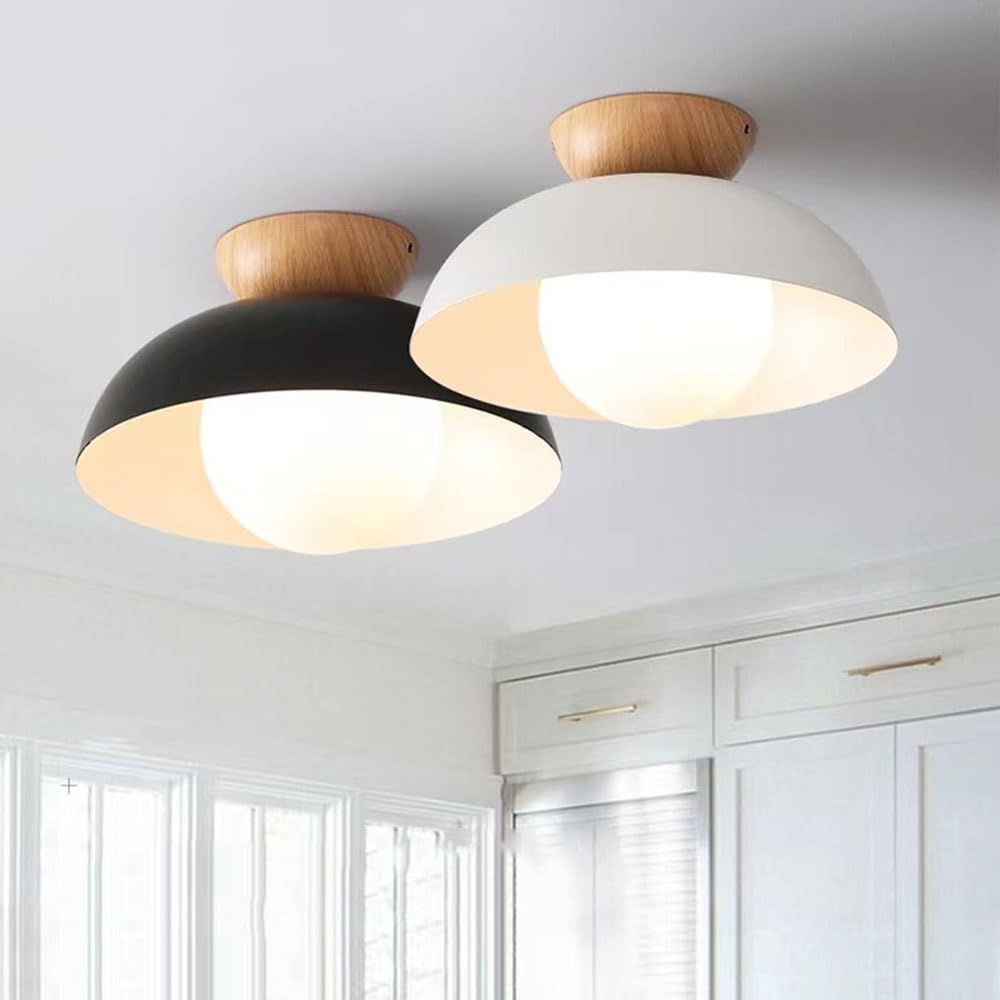 Nordic Modern Metal & Wood Black White Pendant Lamp & Ceiling Lamp -Homdiy