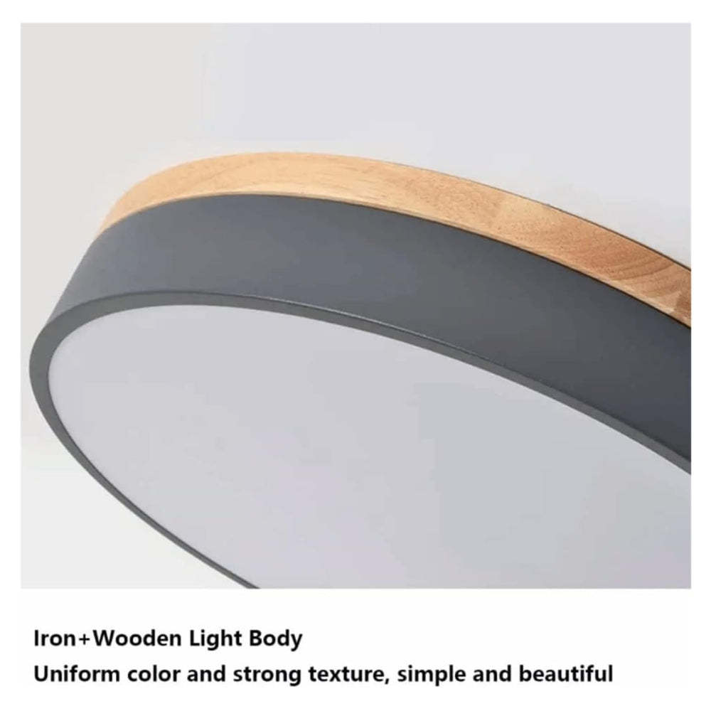 Wood Nordic LED Round Flush Ceiling Light -Homdiy