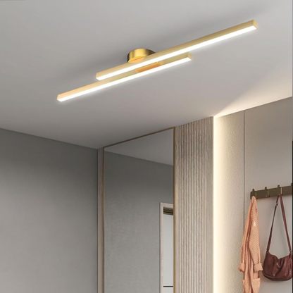 Modern Aluminium Long Strip Semi Flush Mount LED Ceiling Light For Living Room