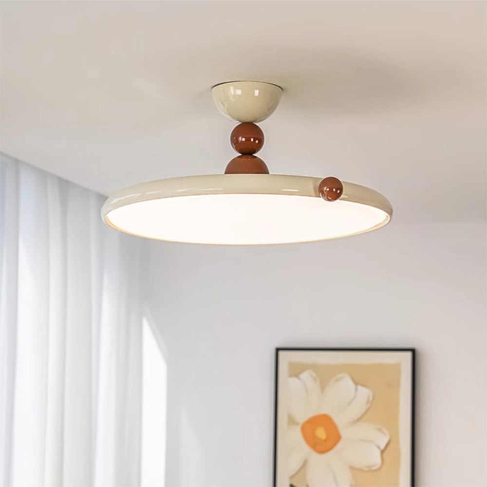 Stylish Cream Art Deco Round Flush Mount Ceiling Light