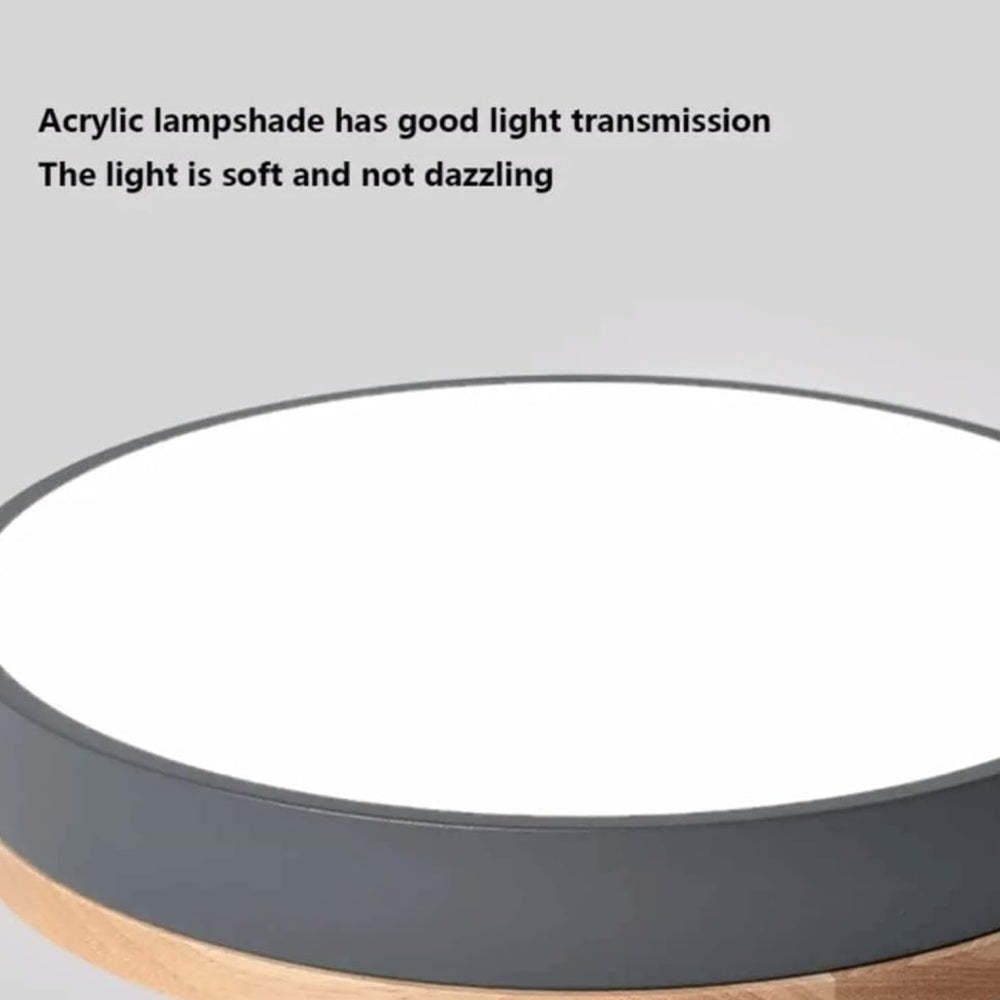 Wood Nordic LED Round Flush Ceiling Light -Homdiy