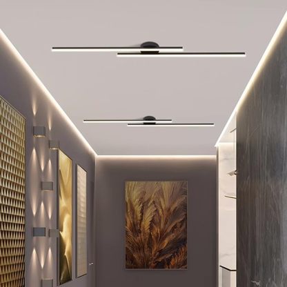 Modern Aluminium Long Strip Semi Flush Mount LED Ceiling Light For Living Room