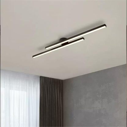 Modern Aluminium Long Strip Semi Flush Mount LED Ceiling Light For Living Room