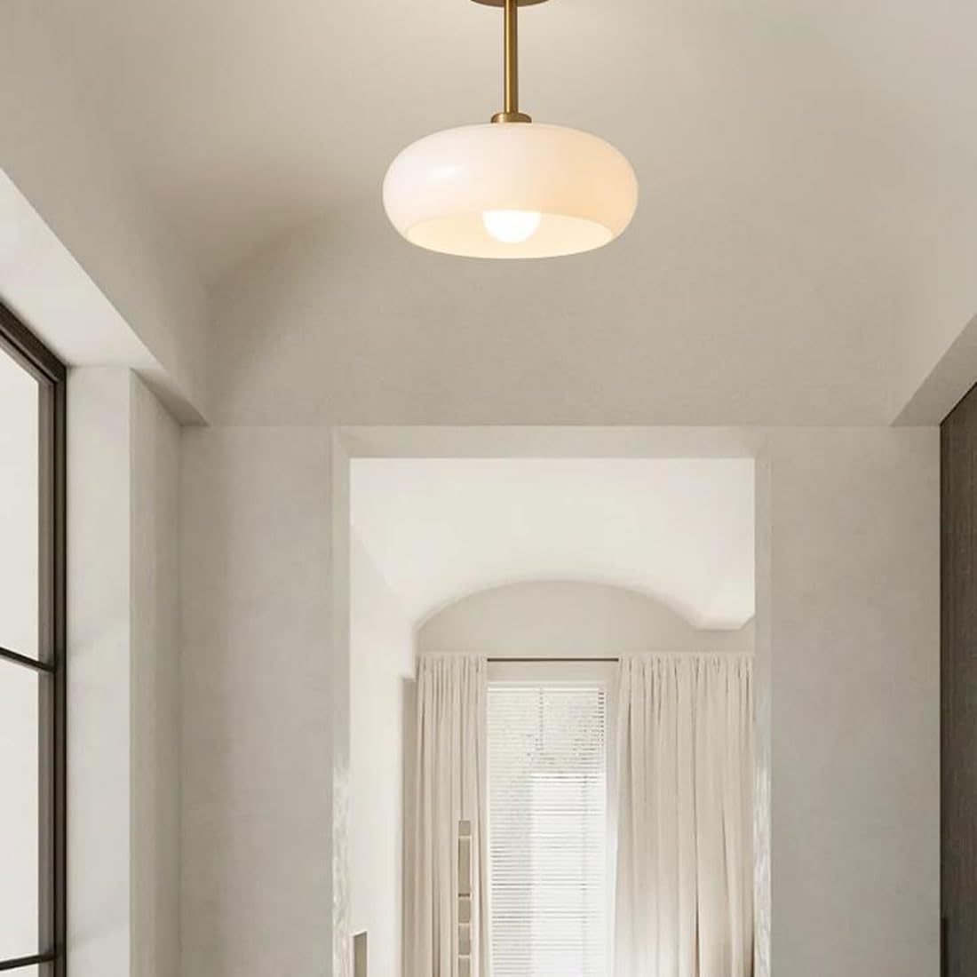 Retro Amber Round Glass Ceiling Light