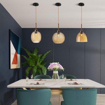 Ripple Glass Simple Dining Room Pendant Light