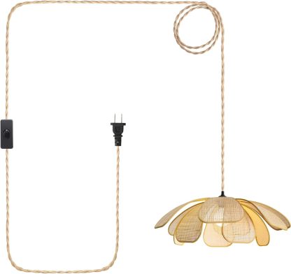 Creative Wabi Sabi Rattan Petal Flush Mount Ceiling Light