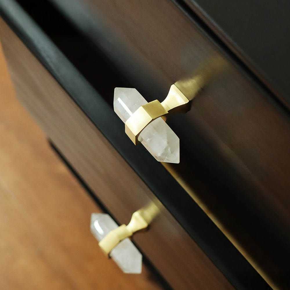 Nordic Natural Crystal Hexagonal Stone Drawer Pull
