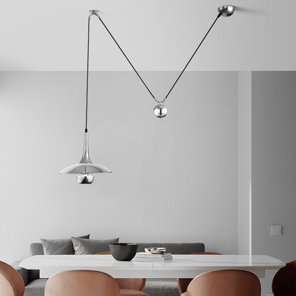Modern Bauhaus UFO Shape Adjustable Lifting Pendant Light -Homdiy
