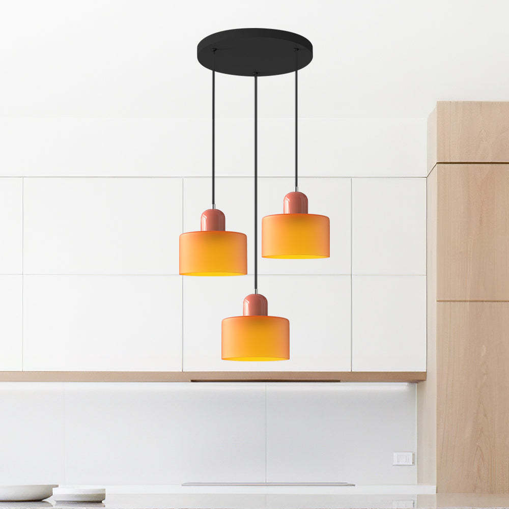 Contemporary 3-Heads Glass Pendant Light For Kitchen