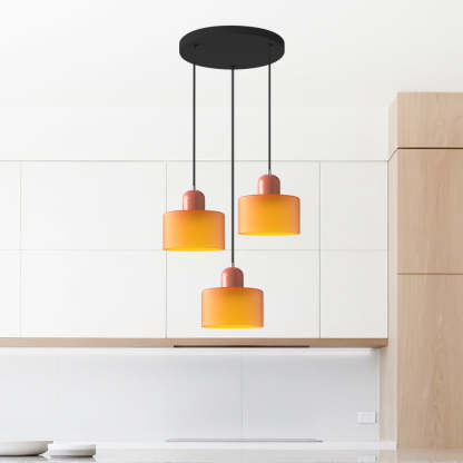Contemporary 3-Heads Glass Pendant Light For Kitchen