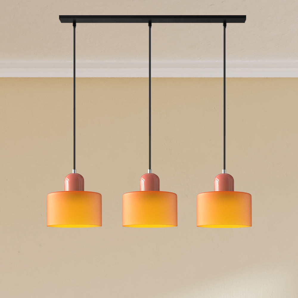 Contemporary 3-Heads Glass Pendant Light For Kitchen