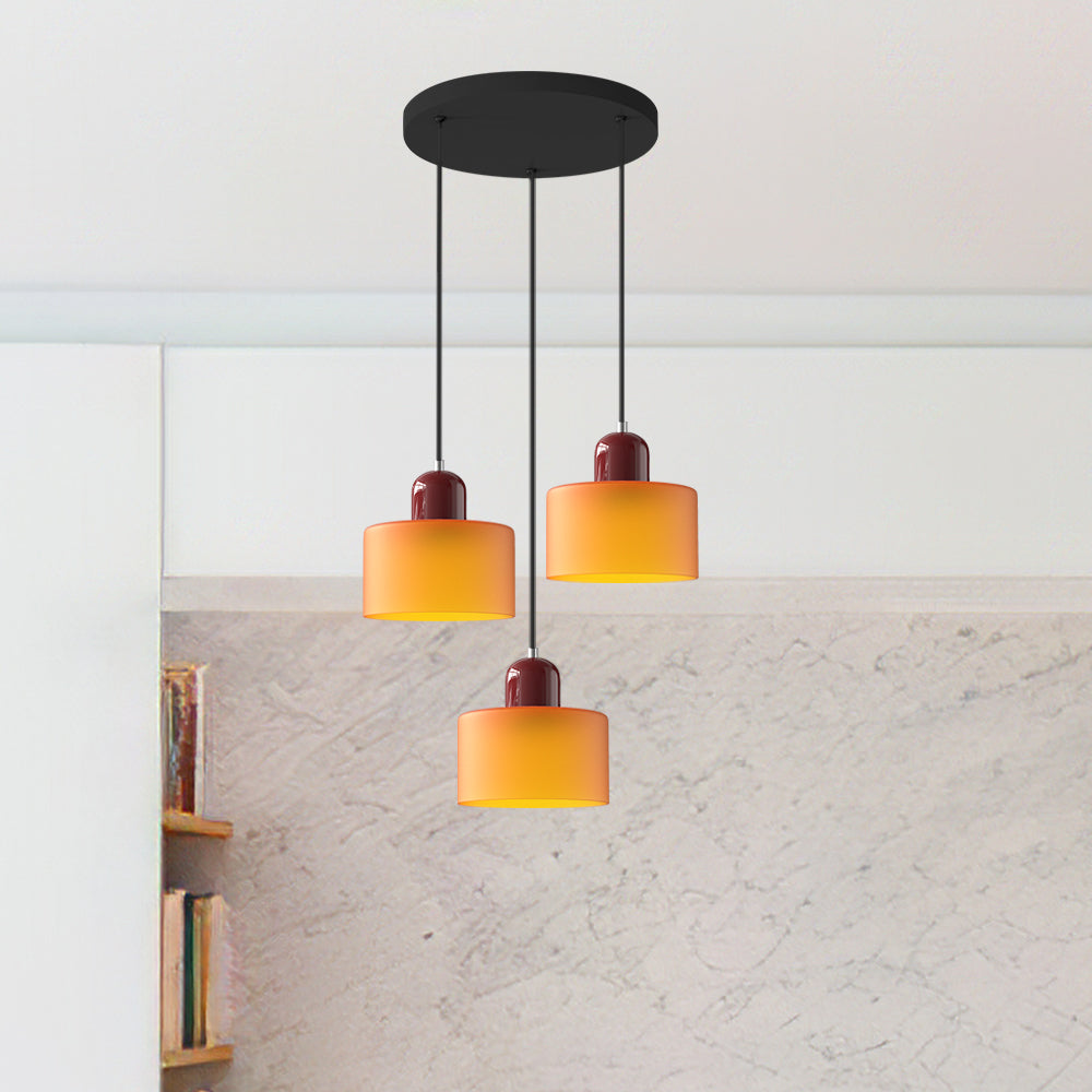 Contemporary 3-Heads Glass Pendant Light For Kitchen