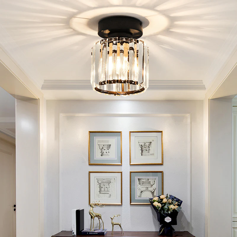 Luxury Crystal Black Hallway Ceiling Light -Homdiy