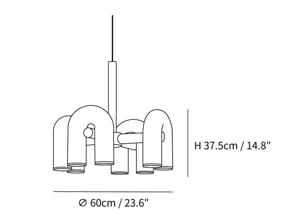 Contemporary Minimalist Pipe Shaped Chandelier