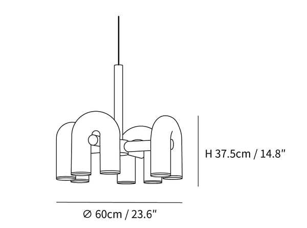 Contemporary Minimalist Pipe Shaped Chandelier