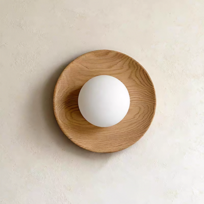Natural Wood White Simple Wall Light