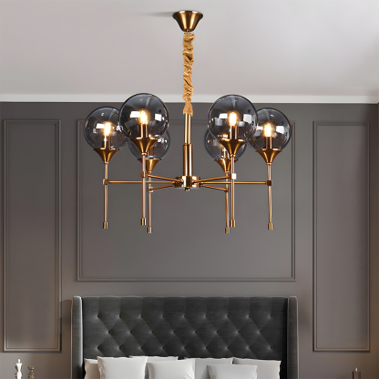 Elegant Modern Smoky Glass Sphere Chandelier