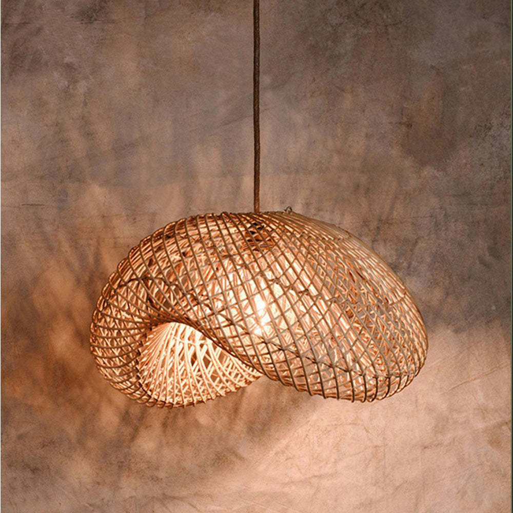 Wabi-Sabi Cloud Shape Rattan Pendant Light -Homdiy