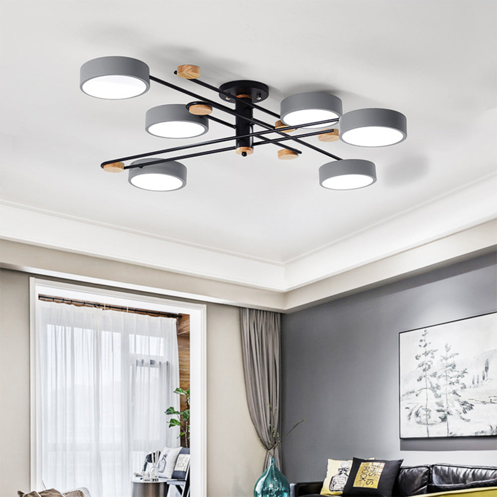 Iron Multi-Light Living Room LED Flush Mount Ceiling Light