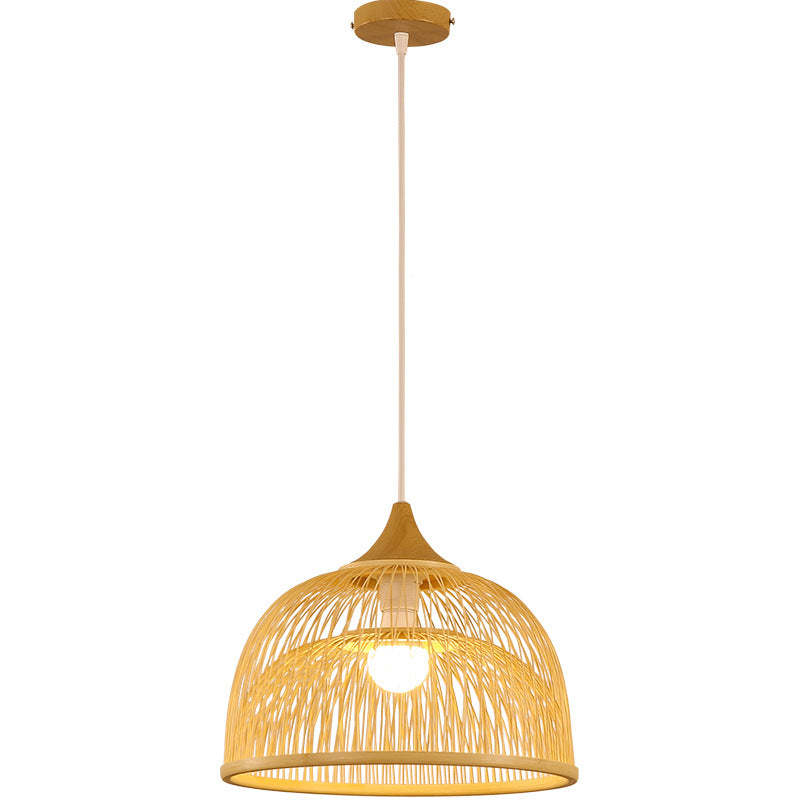 Simple Small Chandelier Decorative Bamboo Woven Pendant Lampshade -Homdiy